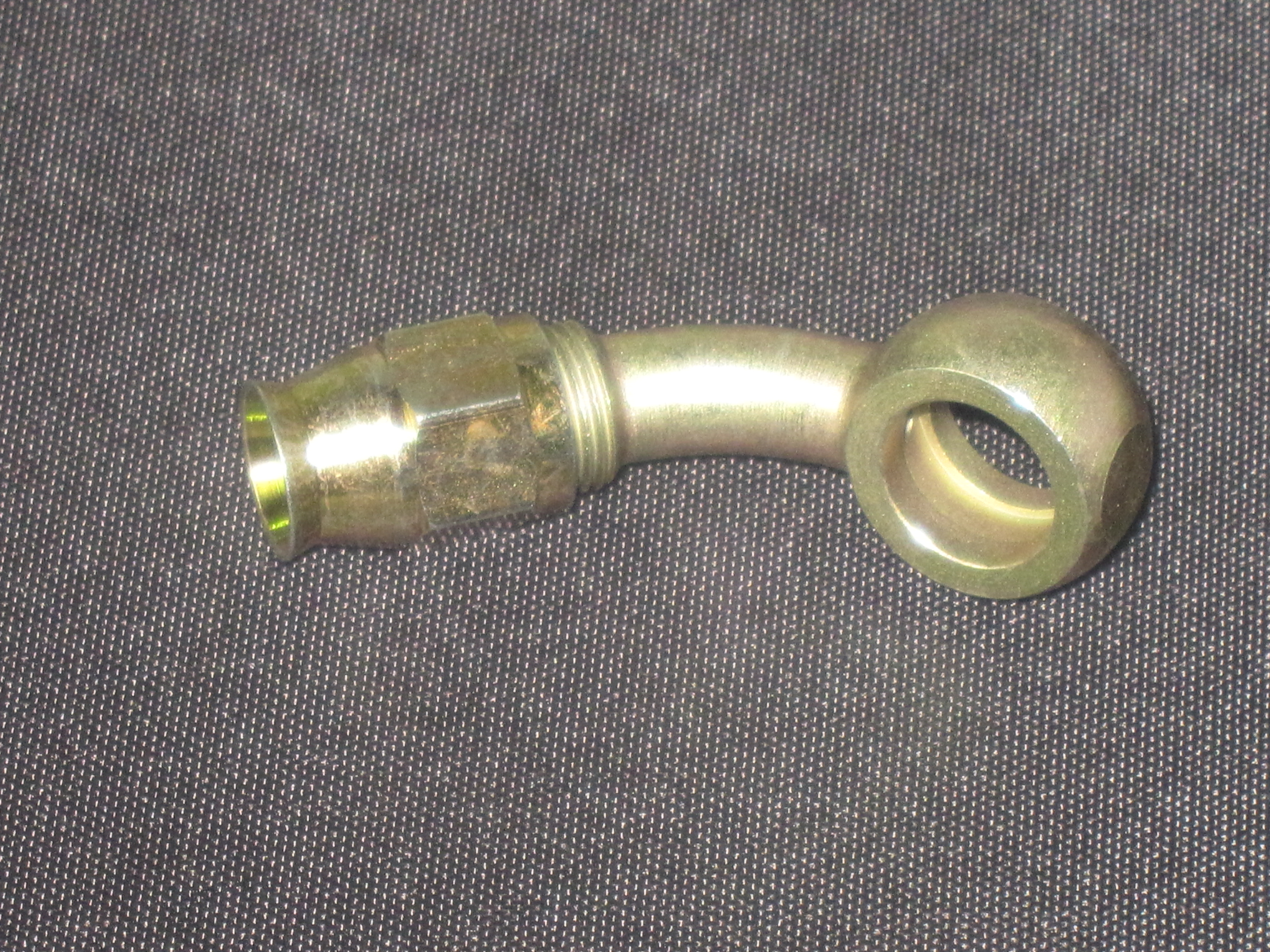 (image for) 40 DEG BENT EXTENDED NECK -3 HOSE END W/ 3/8 OR M10 HOLE SIZE OE - Click Image to Close